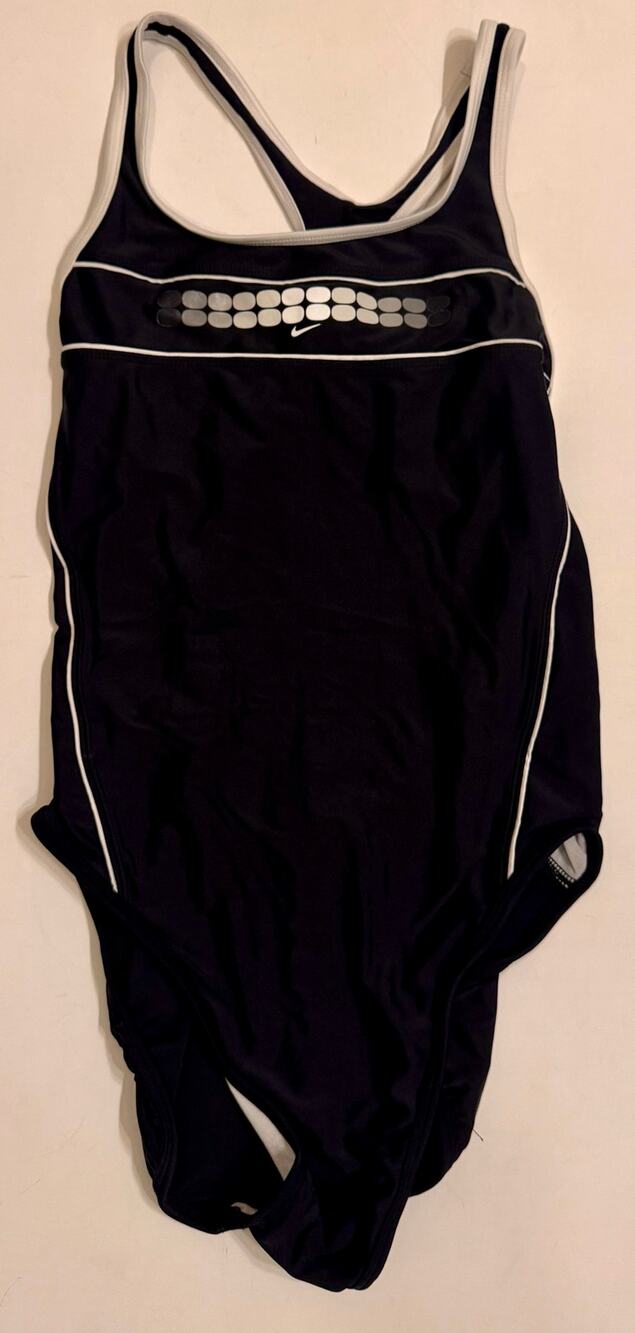 Vtg Nike One Piece Swimsuit Women's Size 12 Black Keyhole Back